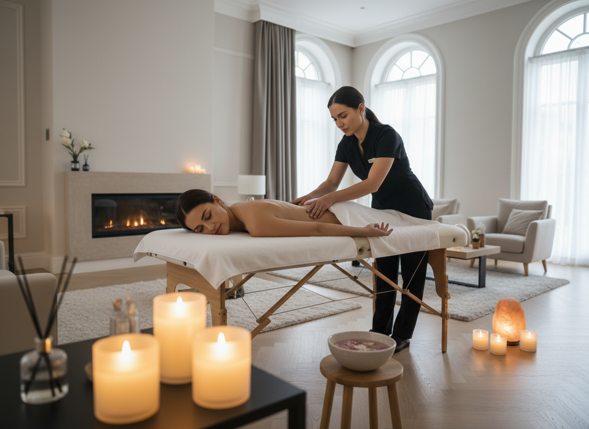 Massage therapist at home in Dubai UAE — relaxing spa and wellness home service