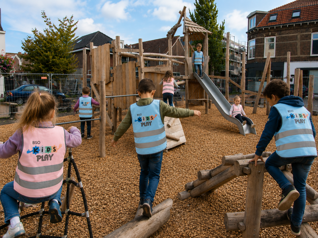 Kinderen buiten spelen bij BSO Kidsplay