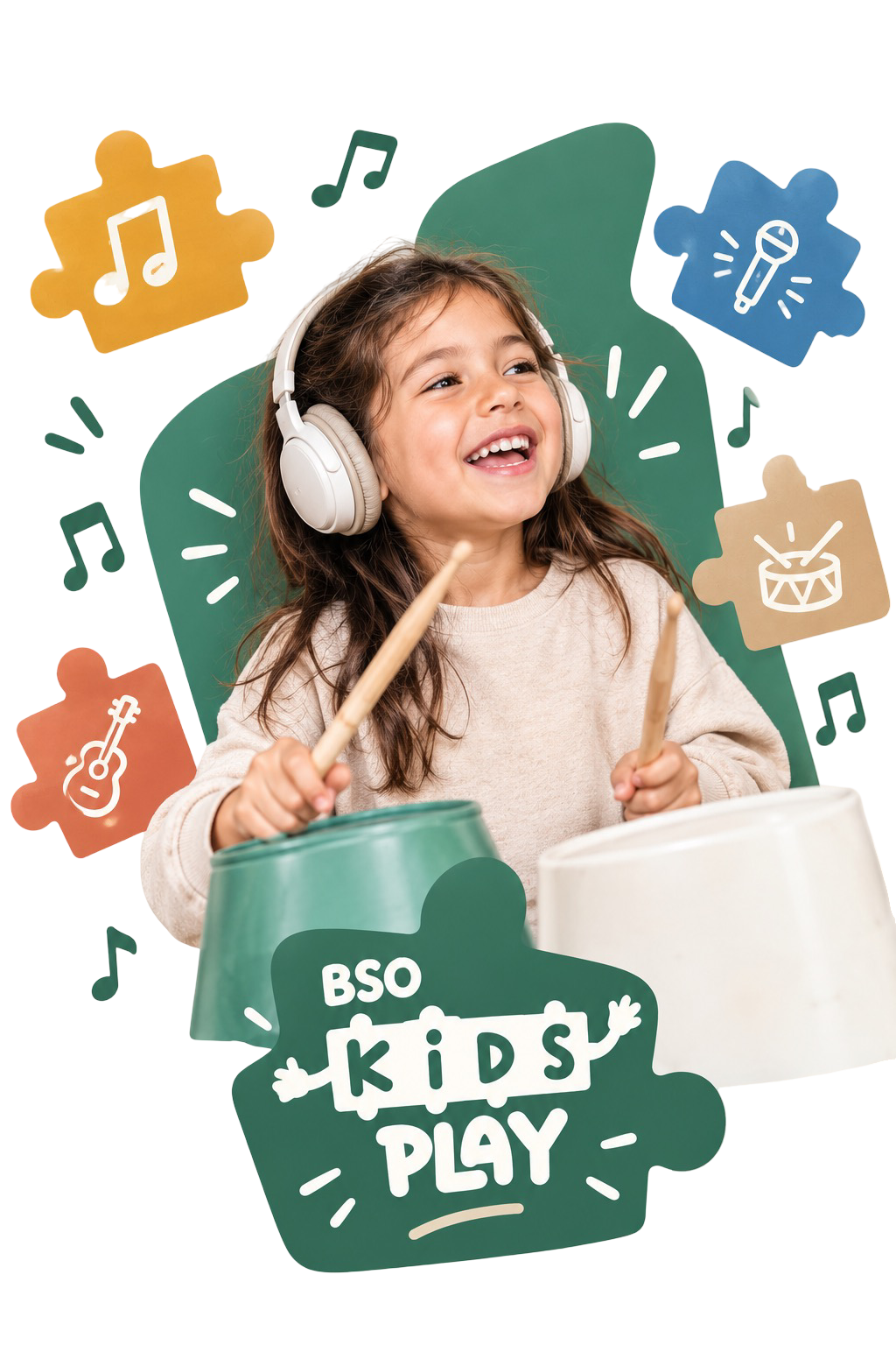 Kind dat muziek maakt bij BSO Kidsplay