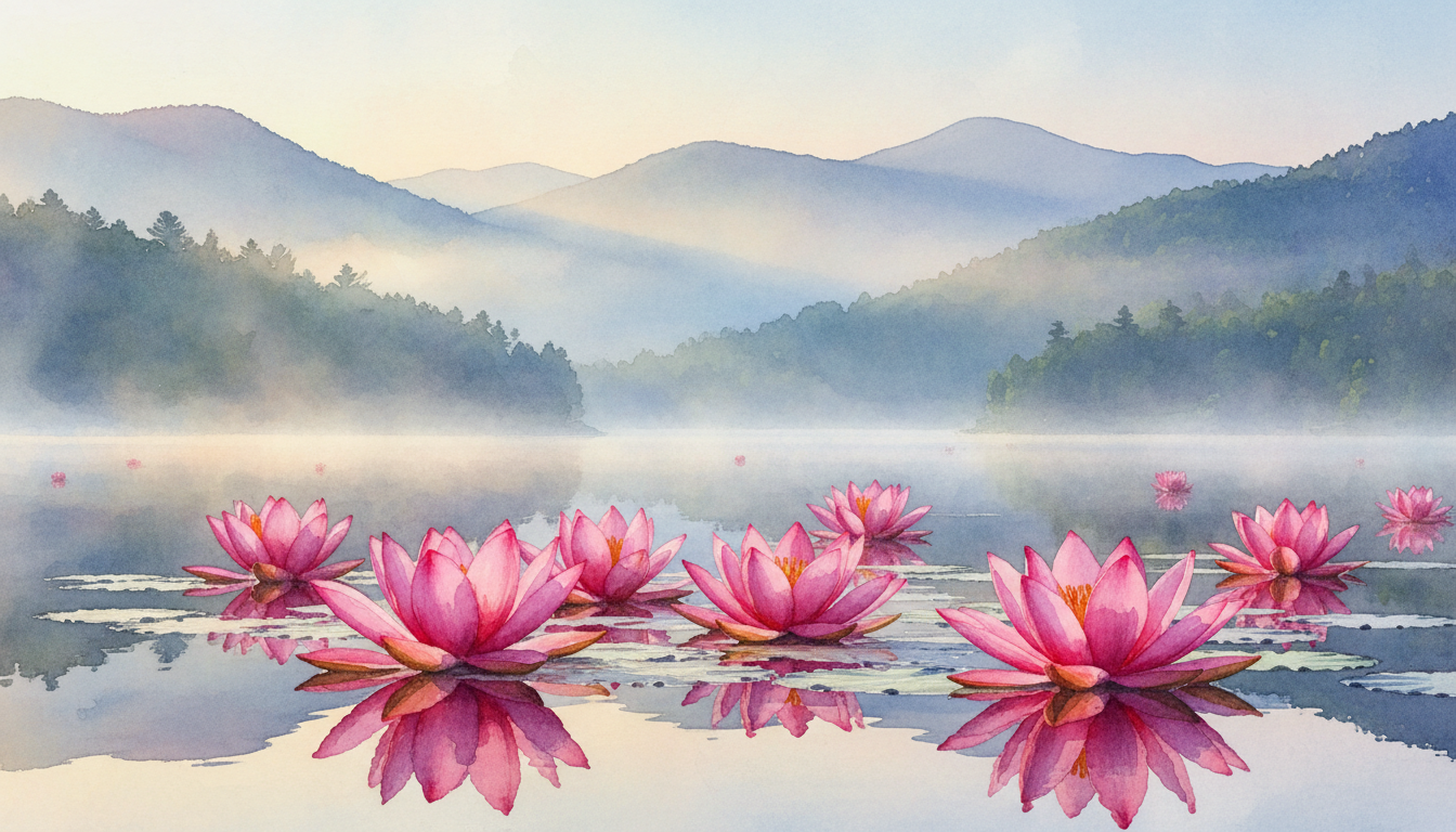 Lotus flowers on Pocono lake