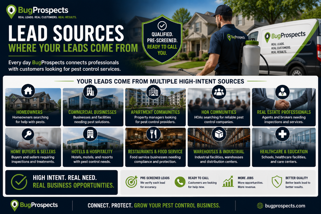 BugProspects lead sources — where your pest control leads come from