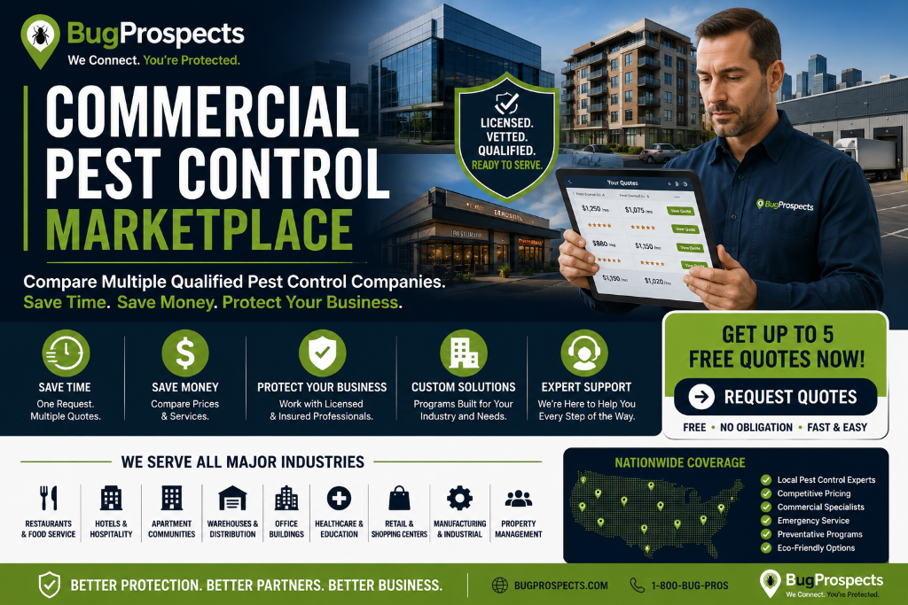 BugProspects Commercial Pest Control Marketplace infographic