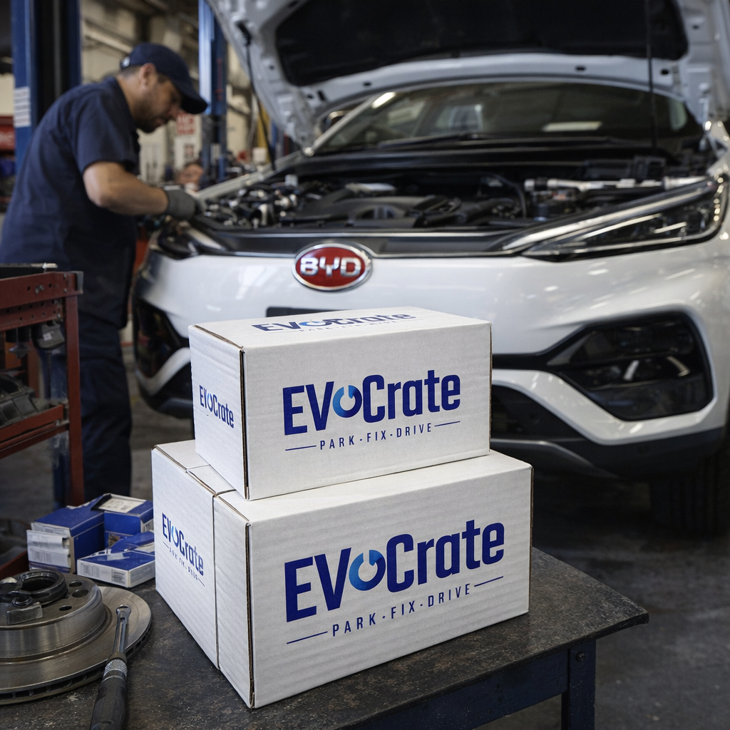 EV Crate parts at workshop
