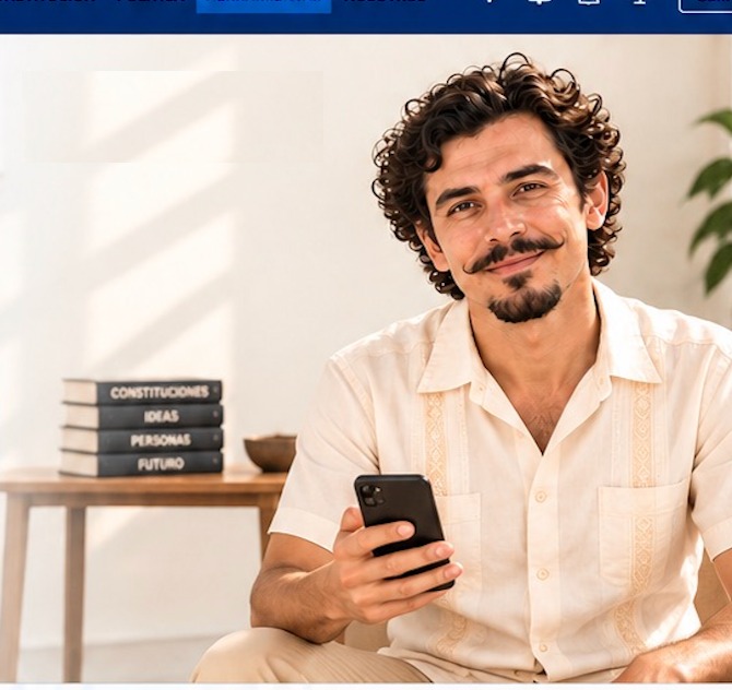 Liborio, conversando con su teléfono