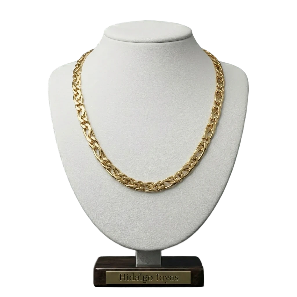Cadena de oro 18k triple grumet sobre busto expositor Hidalgo Joyas