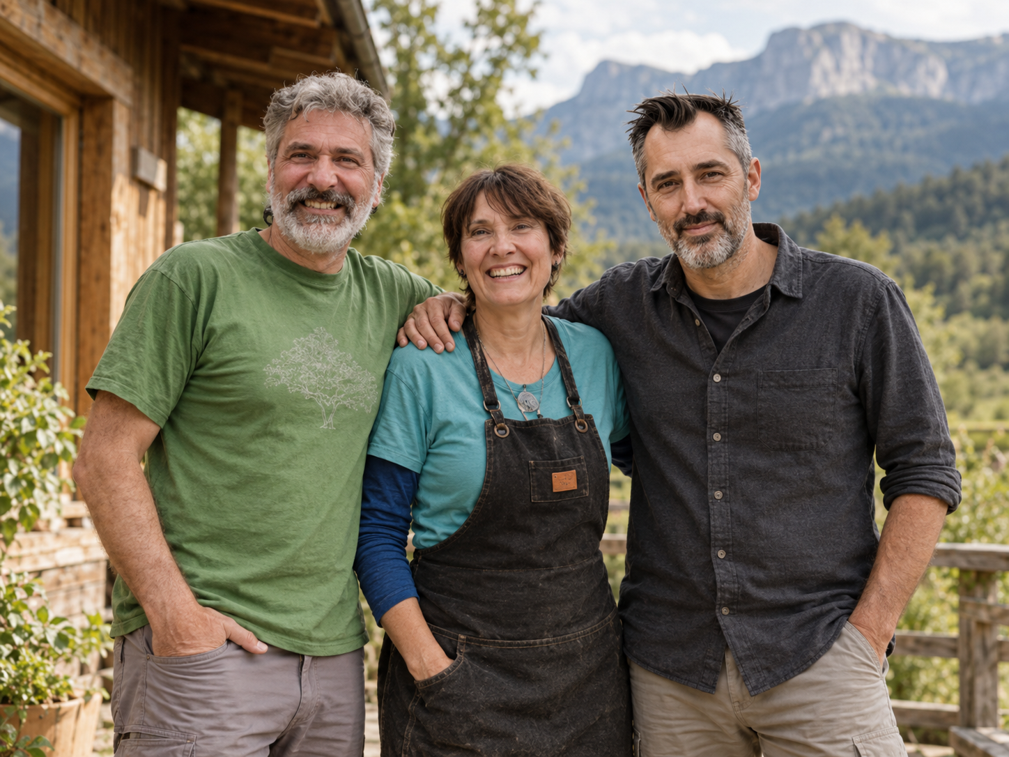 Luismi Montoya, Alicia Mendive y Juan Narro, socios fundadores de Cabañas en Árboles S.L. y ueya+