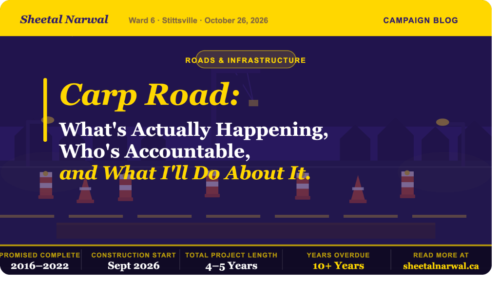 Carp Road: What's Actually Happening, Who's Accountable, and What I'll Do About It — Sheetal Narwal Ward 6 Stittsville