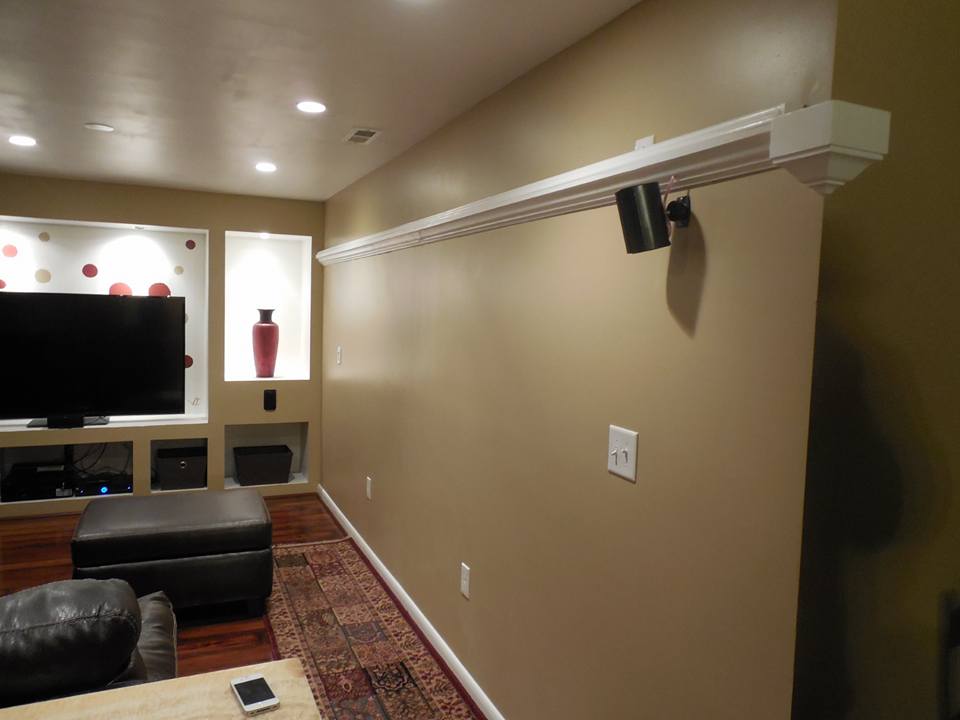 Media Room — Track Lighting & Speaker Integration