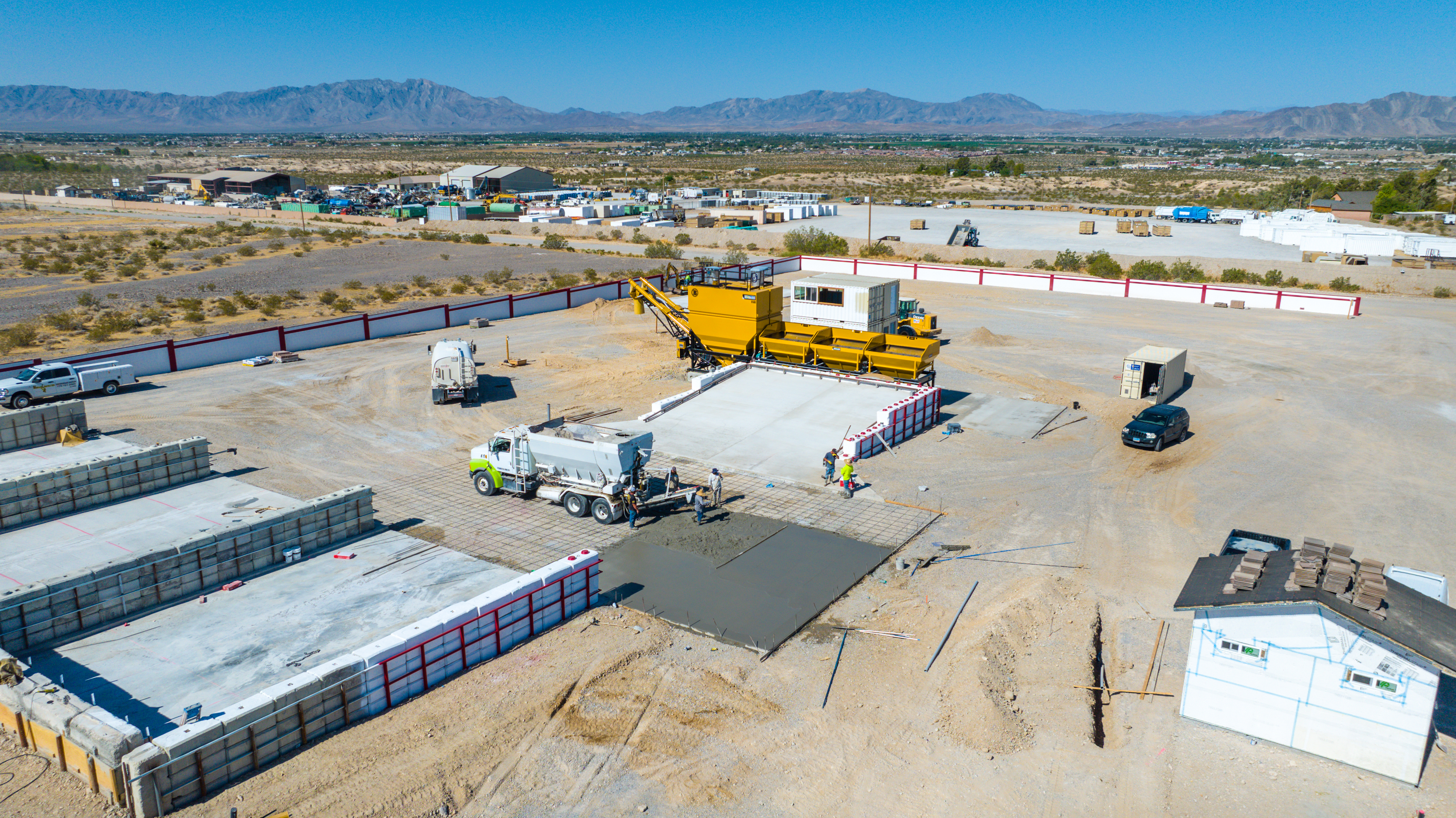 Aerial view of concrete pour