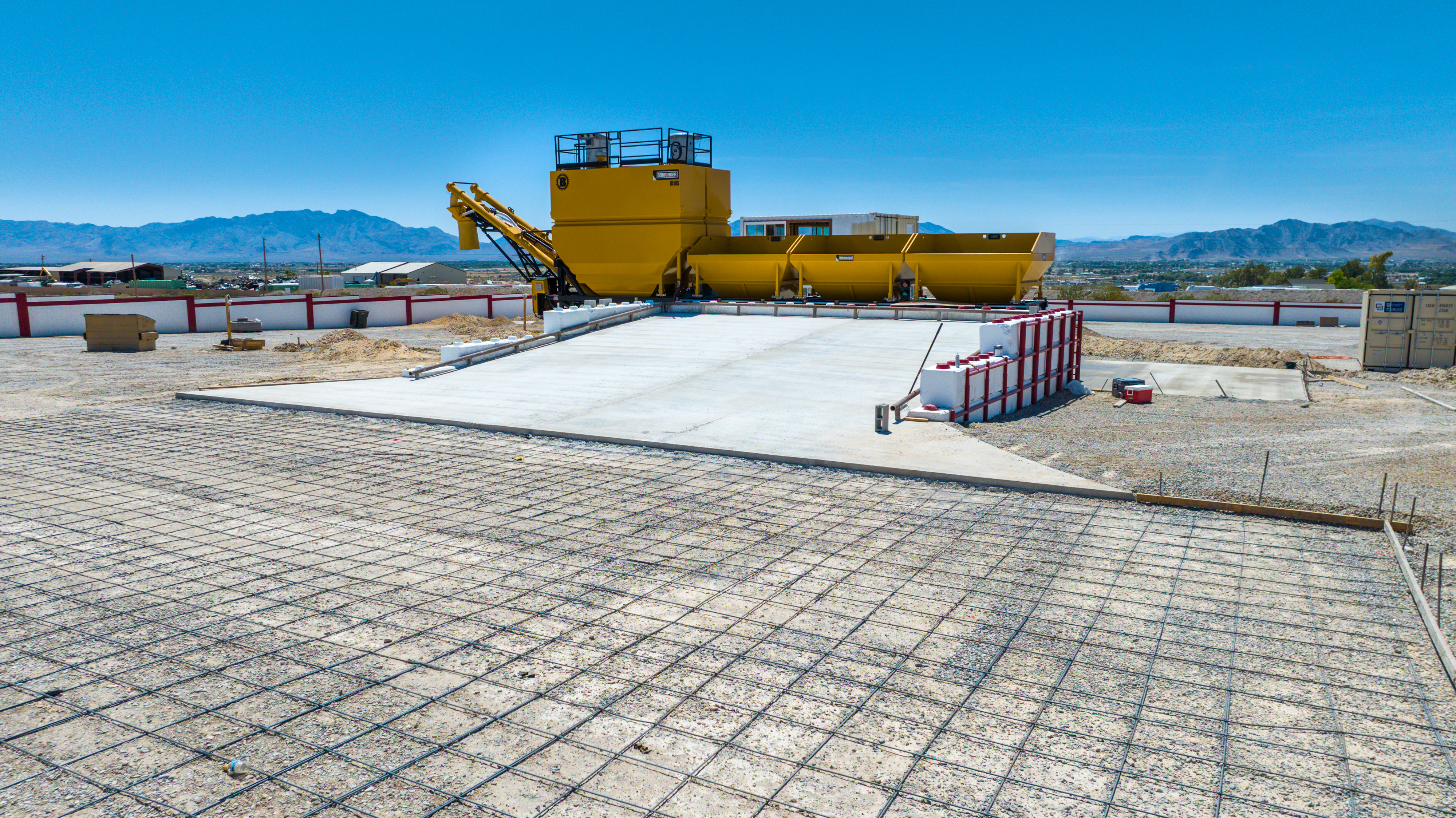 Böhringer batch plant overlooking rebar grid at Pahrump facility