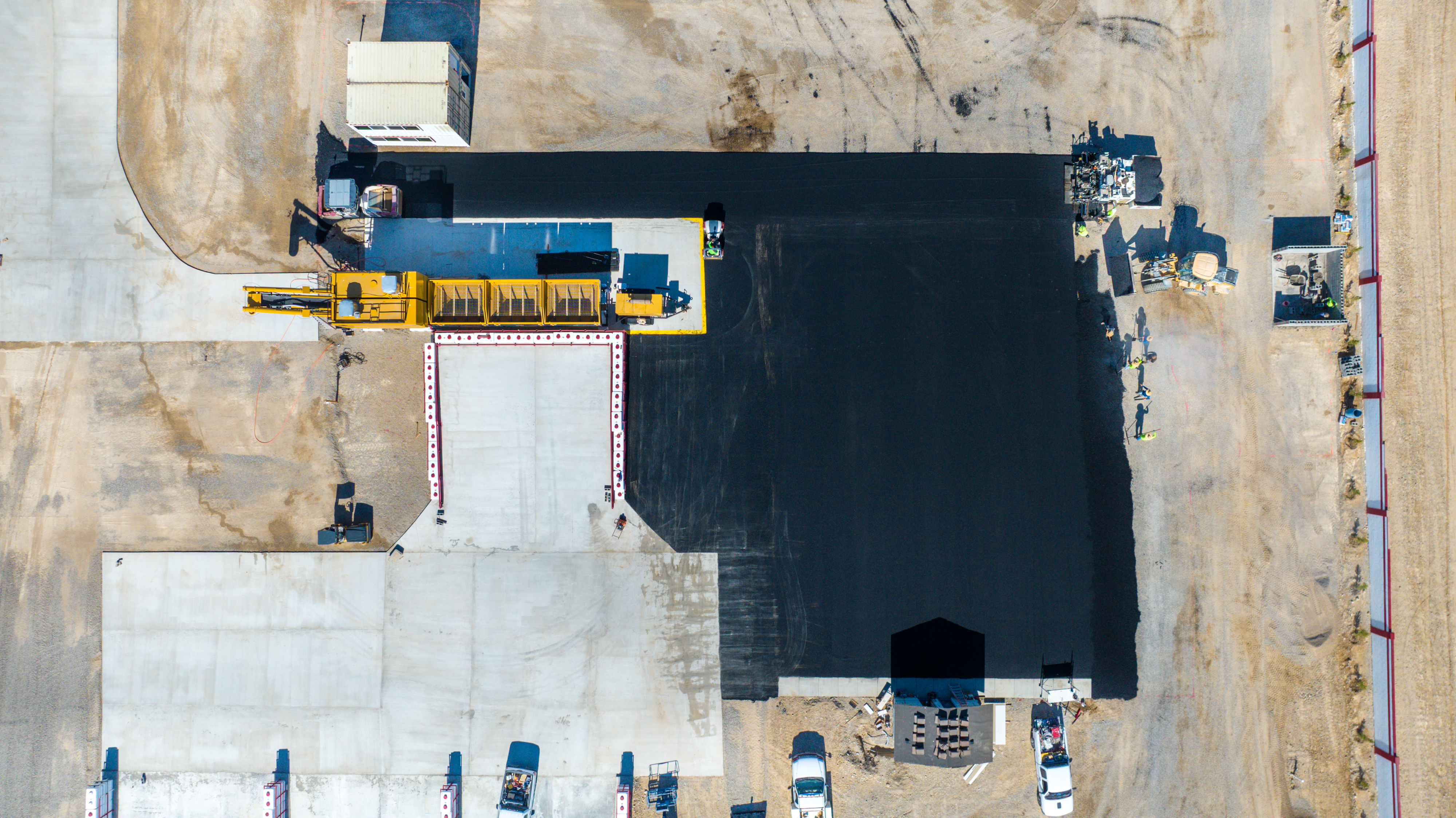Aerial view of paved lot