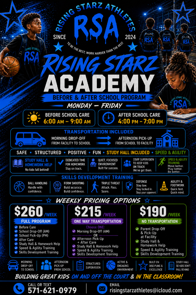Rising Starz Academy Before & After School Program Flyer