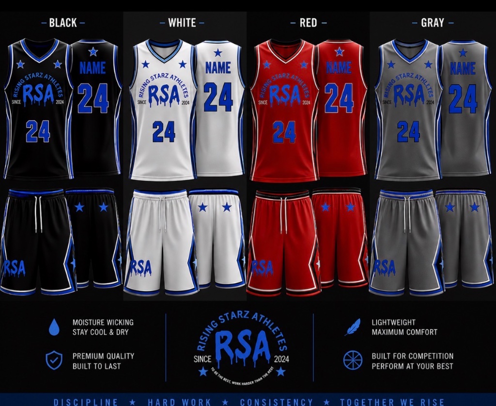 RSA Official AAU Uniforms - Black, White, Red, Gray