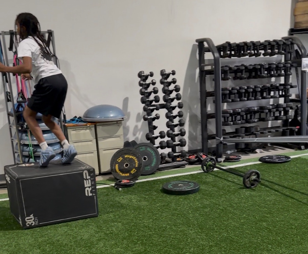 Athlete box jump training