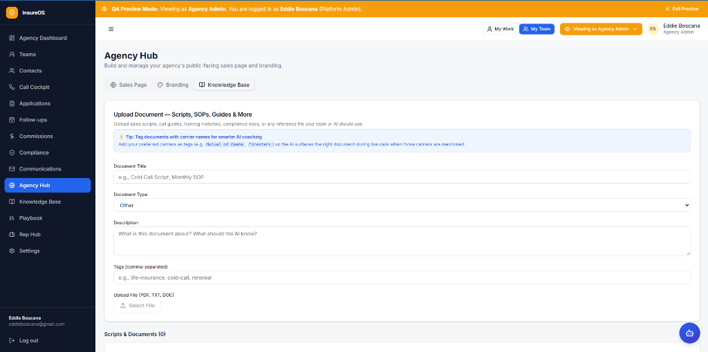 Playbook & Knowledge Base - Centralize SOPs, sales scripts, and compliance workflows with AI-powered suggestions