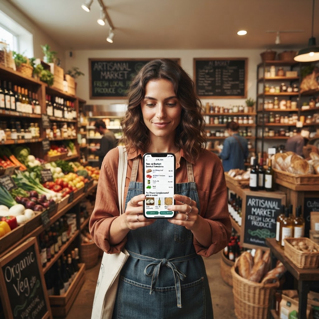 Customer building a basket with AI product recommendations