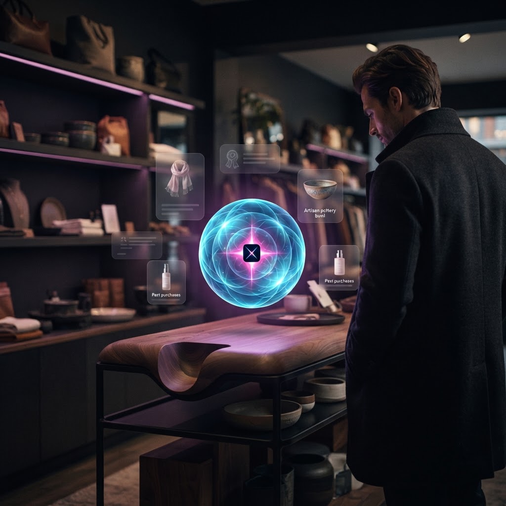 The Strivonex Orb recognising a returning customer in a premium independent retail store