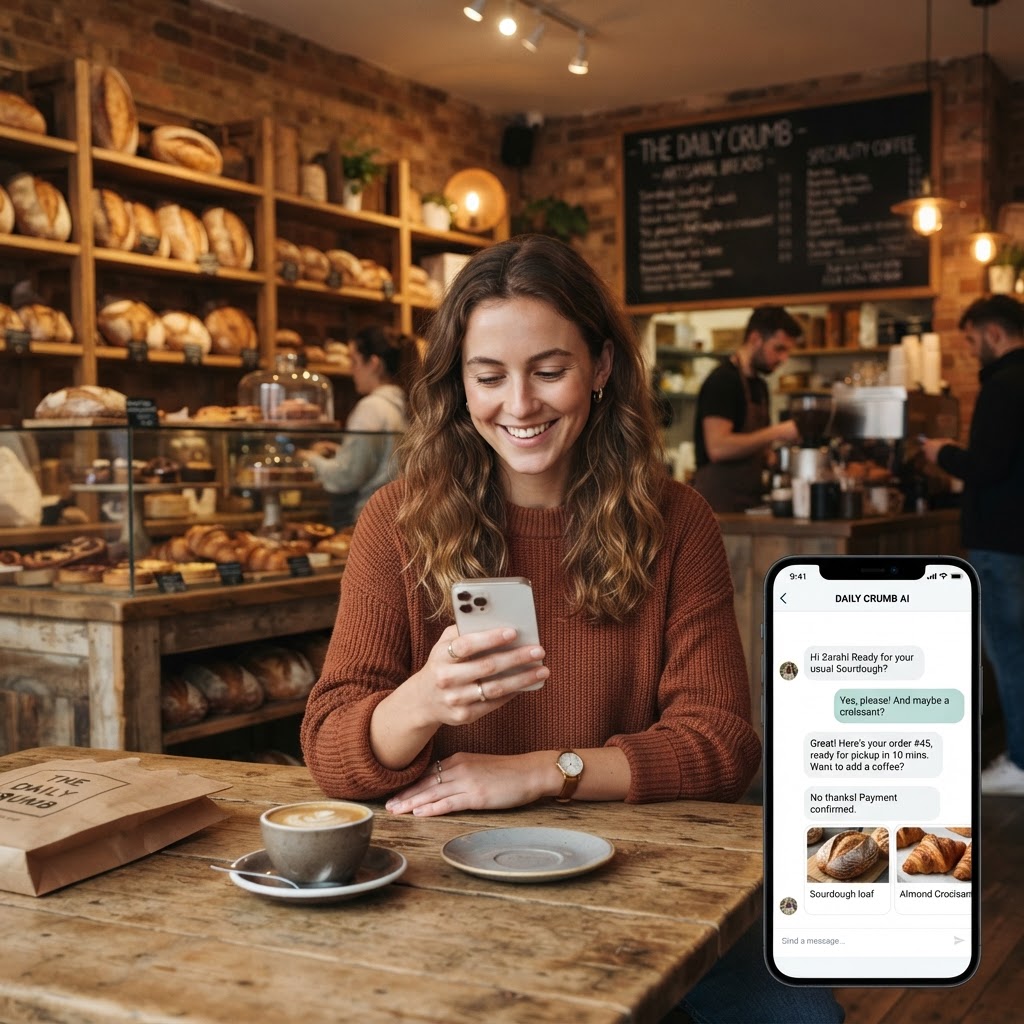 Independent bakery with AI shopping assistant embedded on website