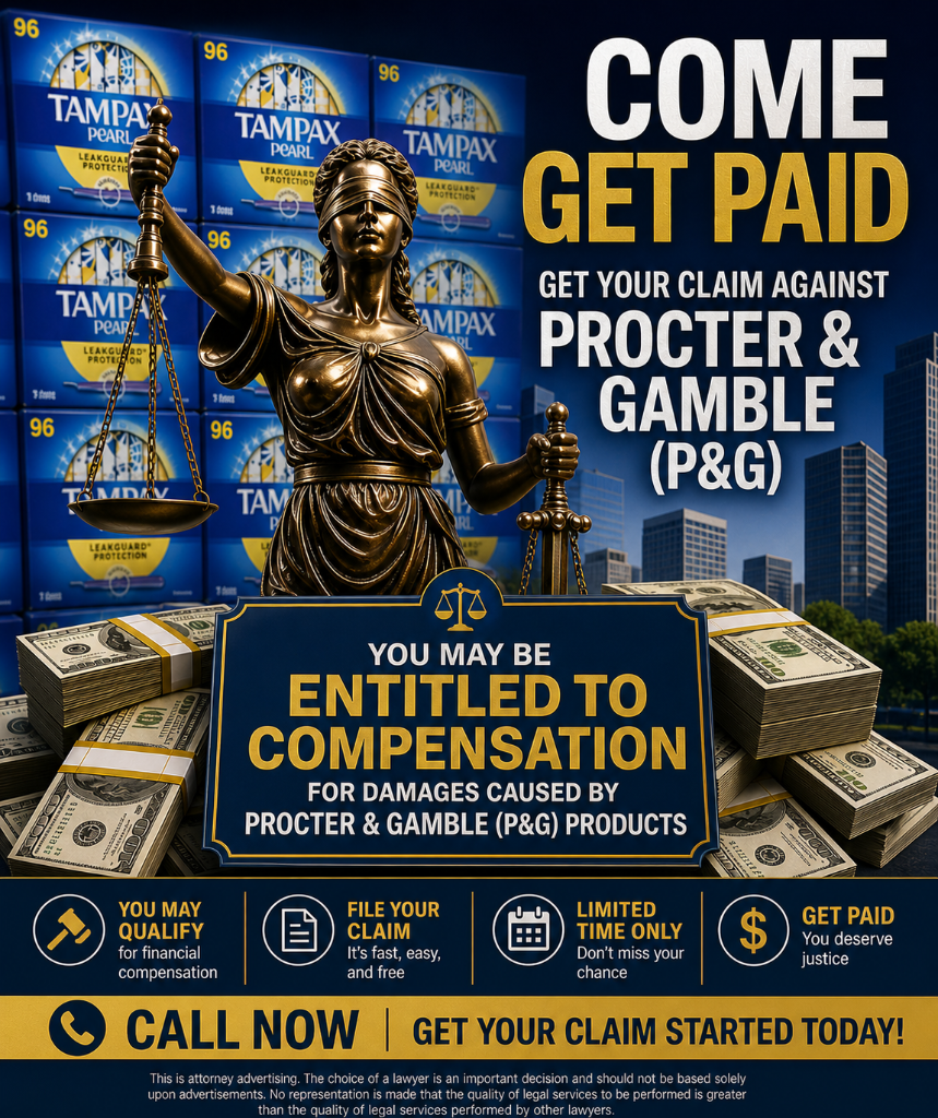 You may be entitled to compensation for damages caused by Procter & Gamble (P&G) โ Come Get Paid. File your claim today.