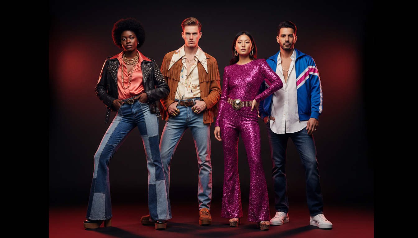 Diverse group wearing vintage fashion