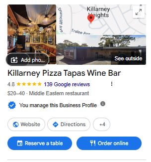 GBP: 154 reviews, 4.8★, owner-managed posts