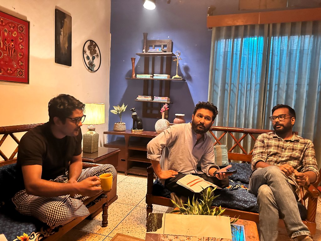 Director in conversation between takes