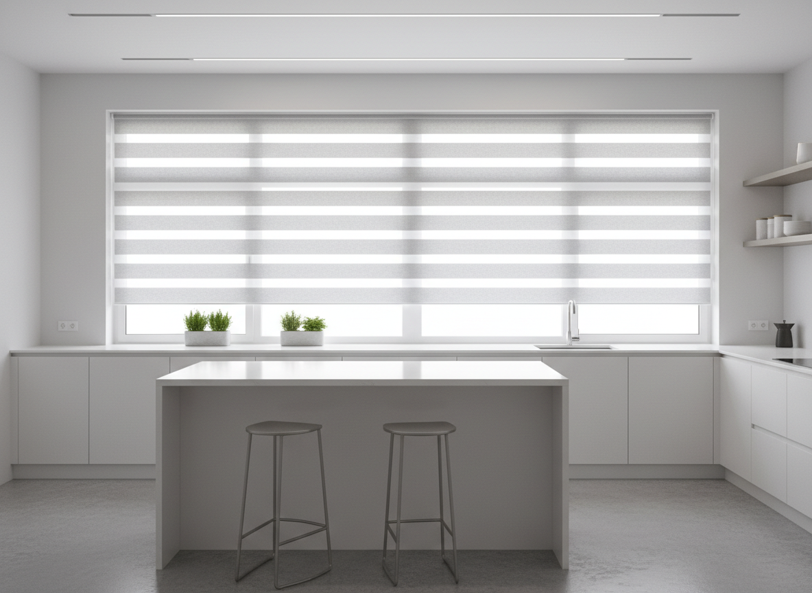 Modern roller blinds in a contemporary kitchen