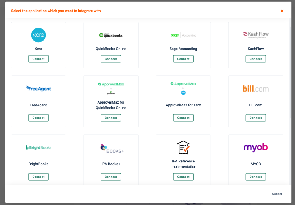 Dext accounting software integrations including Xero, QuickBooks, Sage, MYOB, FreeAgent
