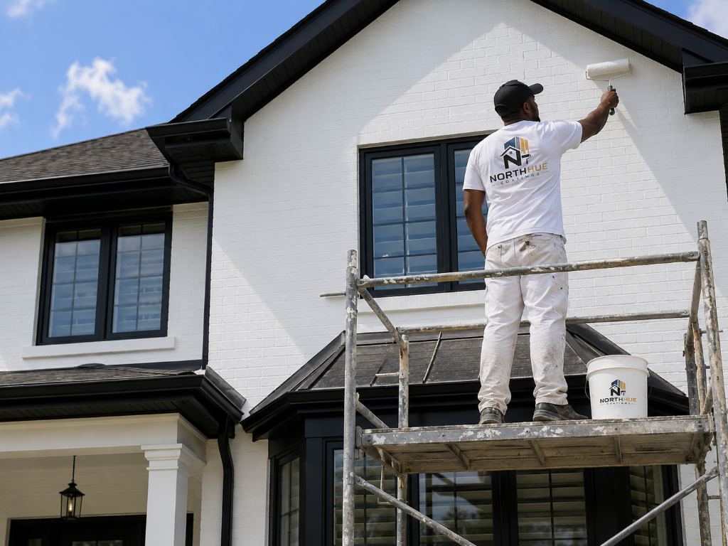 Toronto brick painting project showing uniform mineral finish on a home exterior