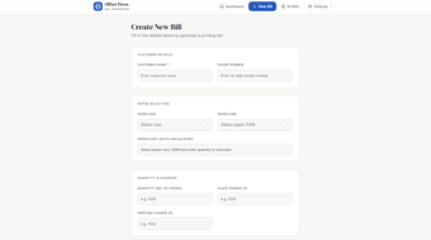 Printing Offset Bill template preview
