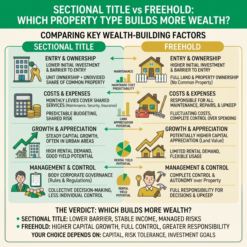 Infographic: Sectional Title vs Freehold: Which Property Type Builds More Wealth?