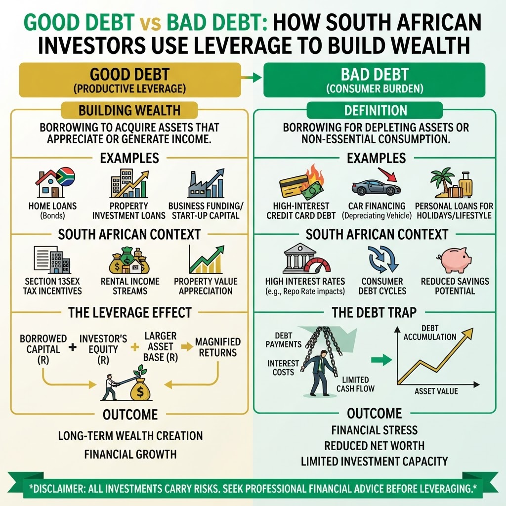 Infographic: Good Debt vs Bad Debt: How South African Investors Use Leverage to Build Wealth