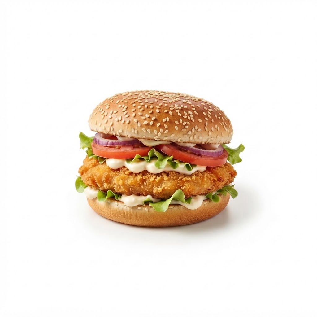 Hamburguesa de pollo rebozado