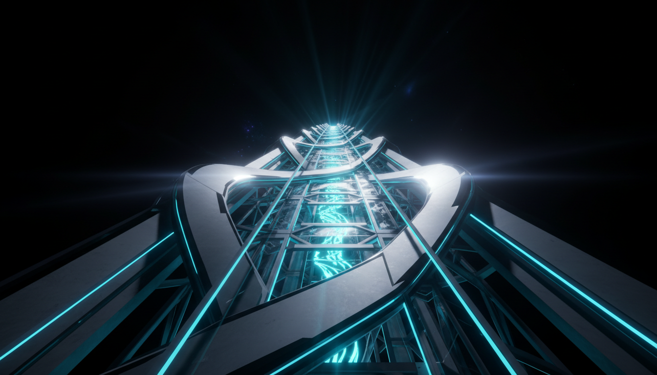 Futuristic bridge to the horizon