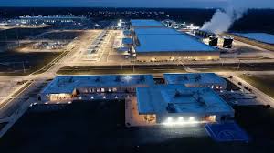Aerial view of a large data-centre facility.