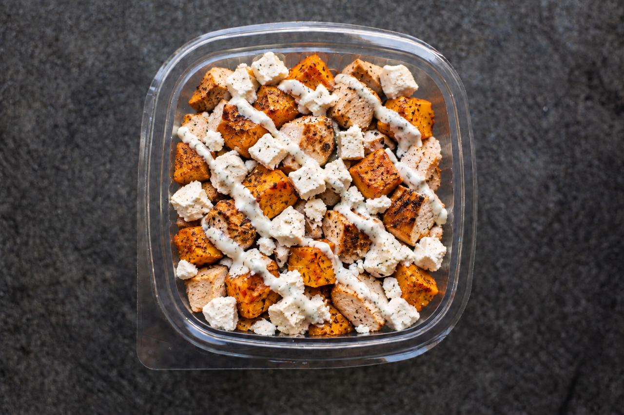 Wednesday Salad bowl Chicken, spiced butternut & feta salad served with ranch dressing