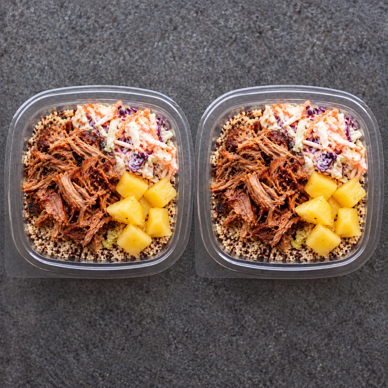 Thursday lunch Special 2 x Pulled pork salad bowl Pork, coleslaw, pineapple & quinoa salad - SAVE R5