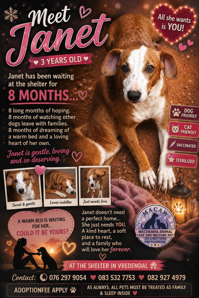 Adoption flyer for Janet