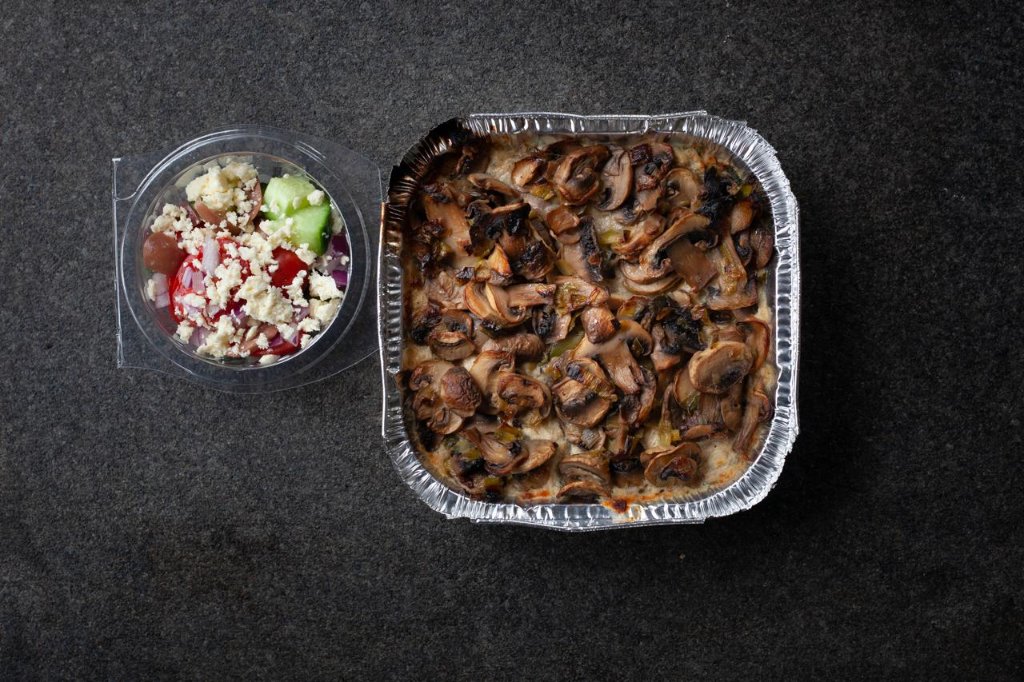 Monday Low carb Meal Chicken pie with a mushroom crust served with a salad