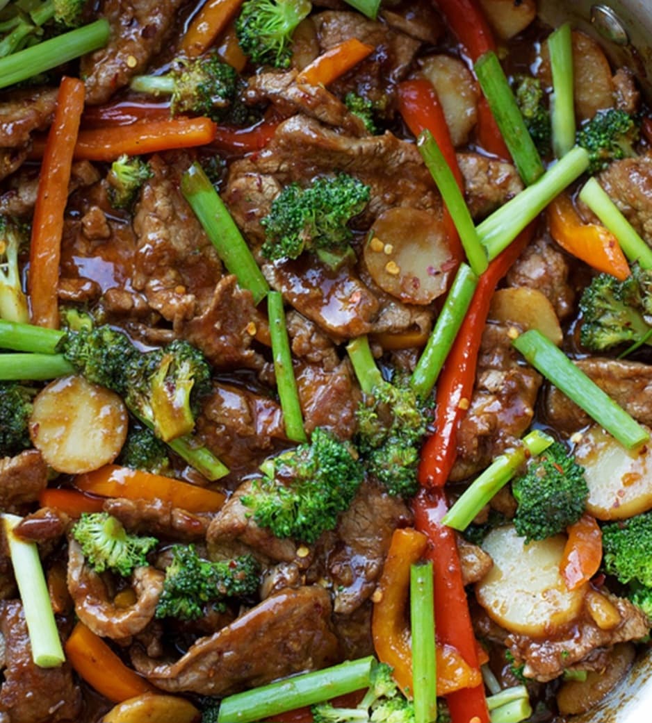 Thursday Mongolian beef stir-fry - OUR TAKEAWAY THURSDAY (It’s amazing, saucy, crispy, sweet & salty) served with carrot salad