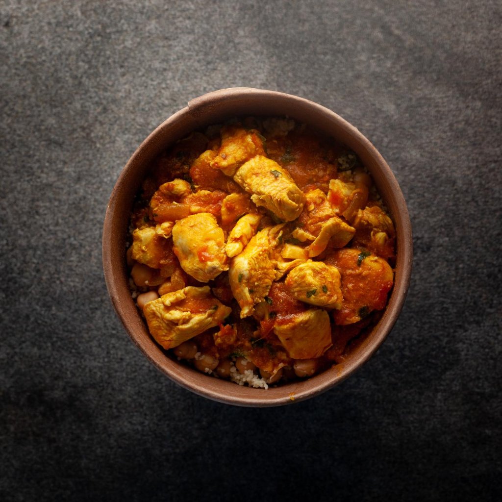 Wednesday Bowl Moroccan chicken served with a chick pea, spring onion & coriander couscous