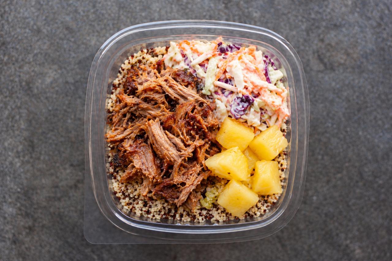 Tuesday Salad bowl Pork, coleslaw, pineapple & quinoa salad