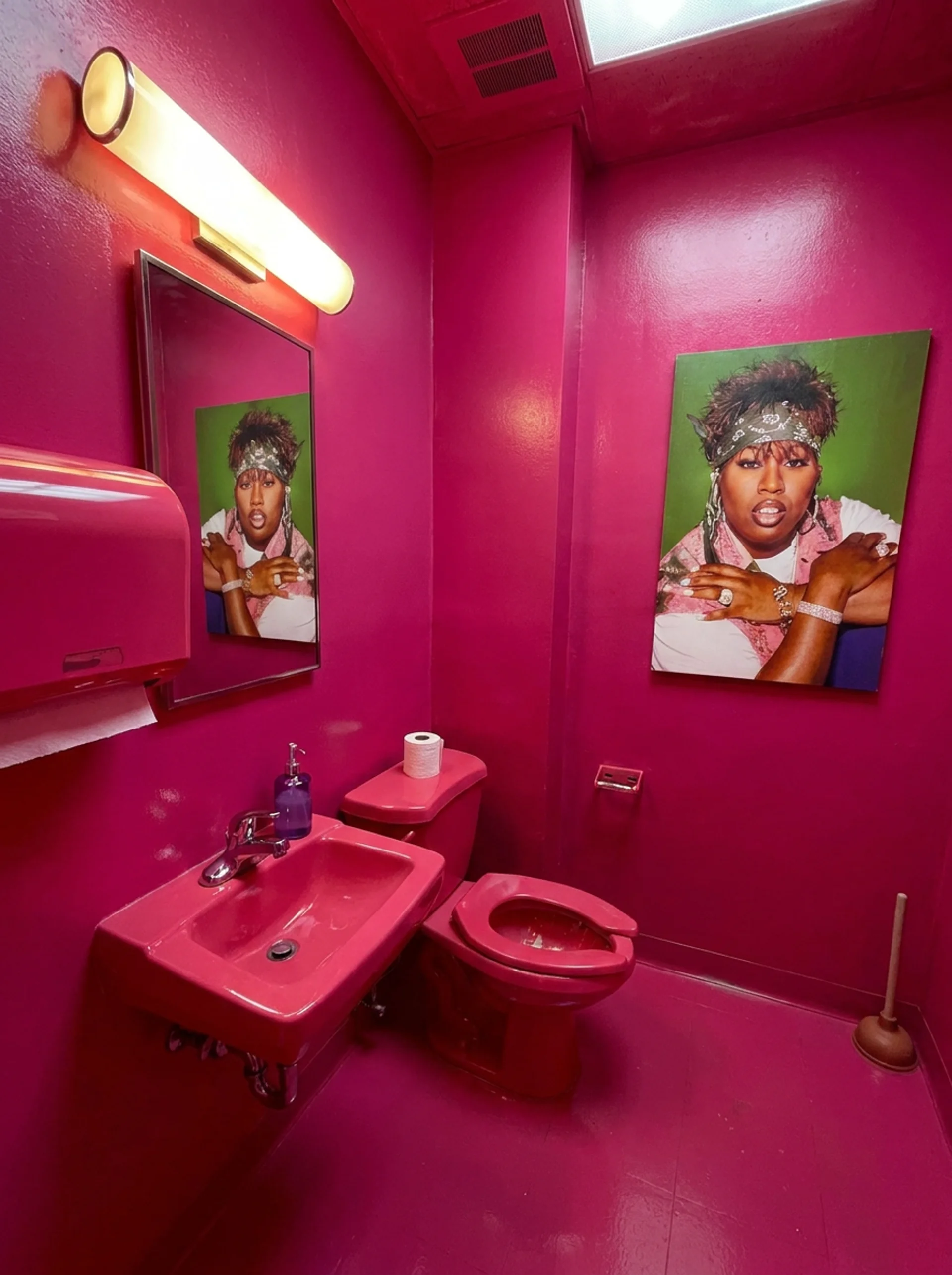 Pink Monochromatic Bathroom Mirror