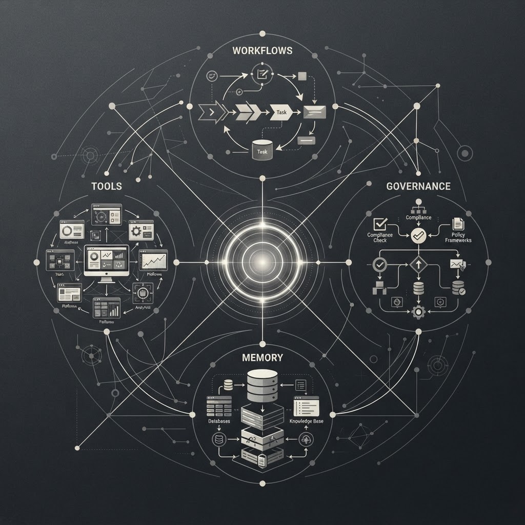Editorial diagram for From disconnected tools to an enterprise cognitive operating layer: knowledge loop