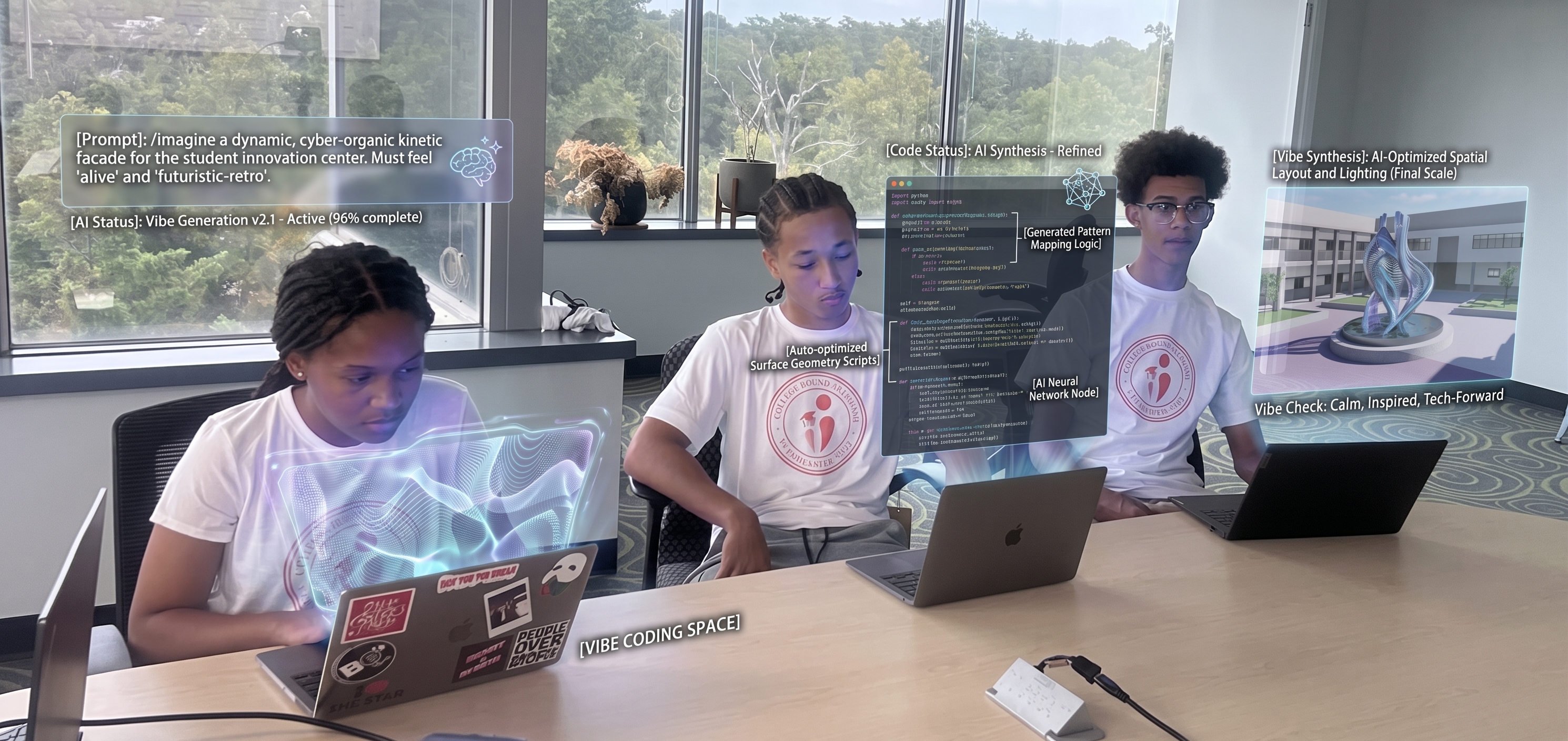 CBP AI Solutionist interns building projects on laptops