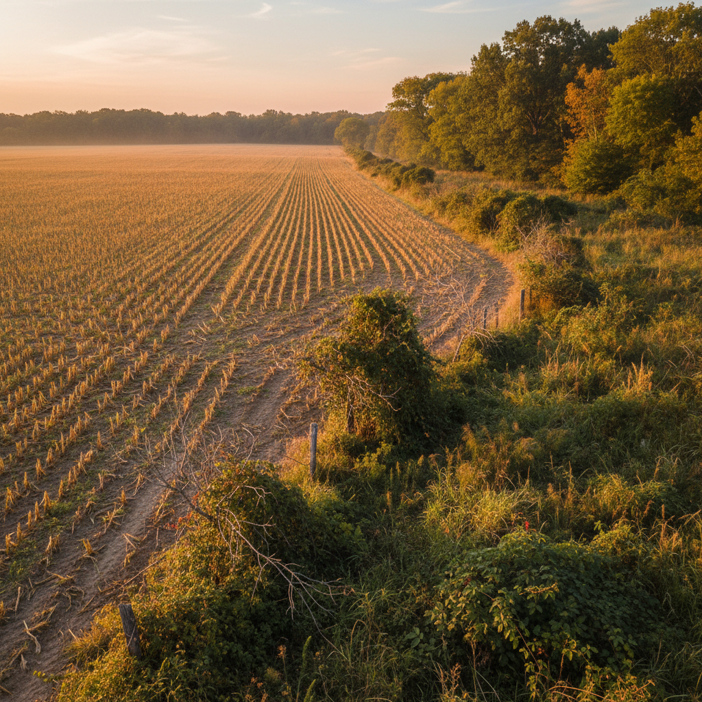 12-acre farm field expansion — encroaching cedar tree line pushed back to restore row crop land and equipment access in Giles County TN