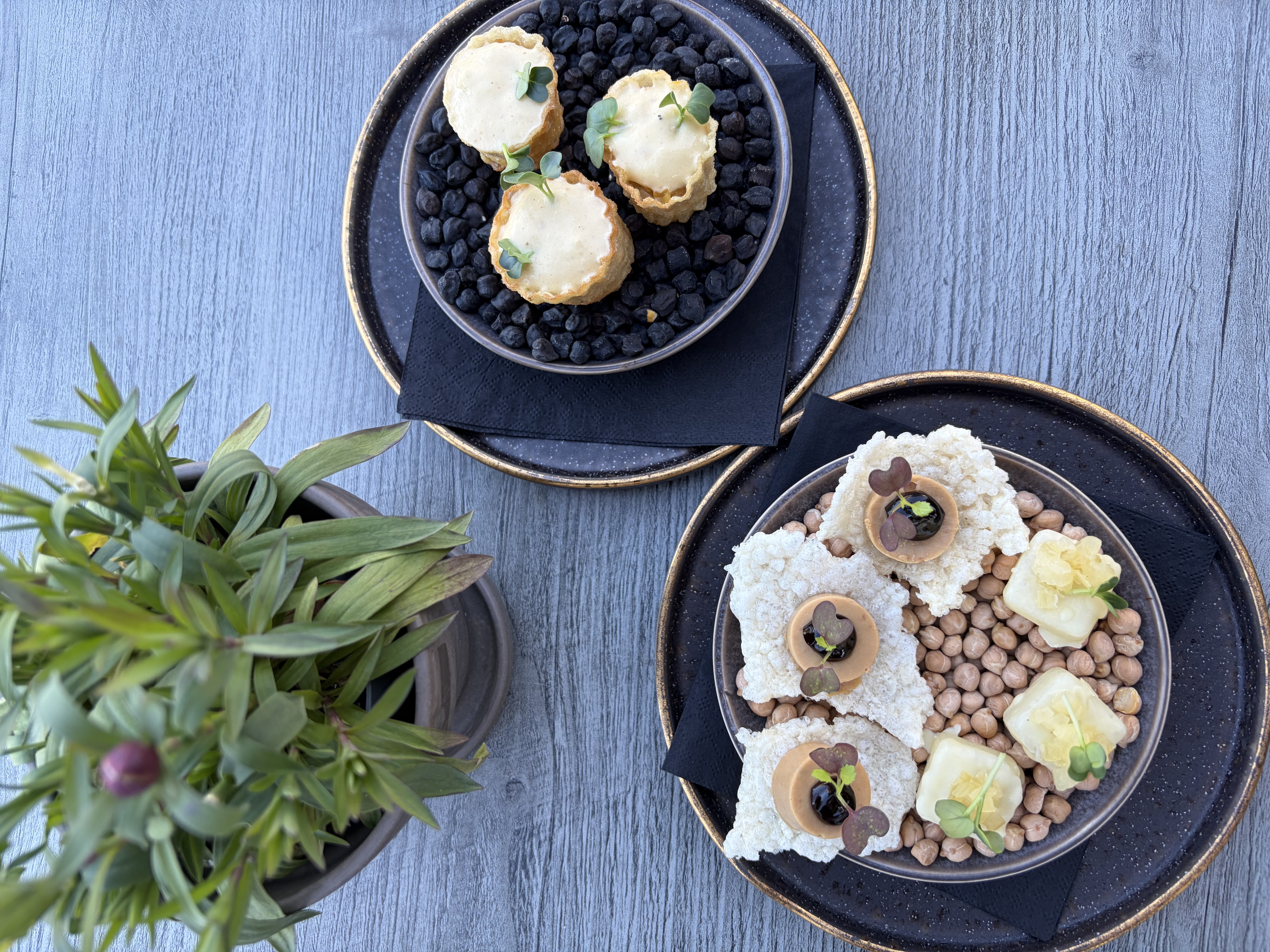 Amuse van Restaurant LUQS met tartlet, paté en kikkererwten