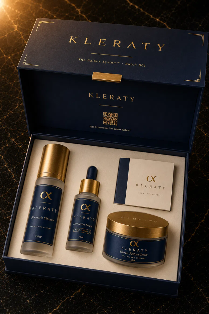 The Balanx System™ campaign, app screen, open kit box, and three products with Stop Guessing See Deeper tagline