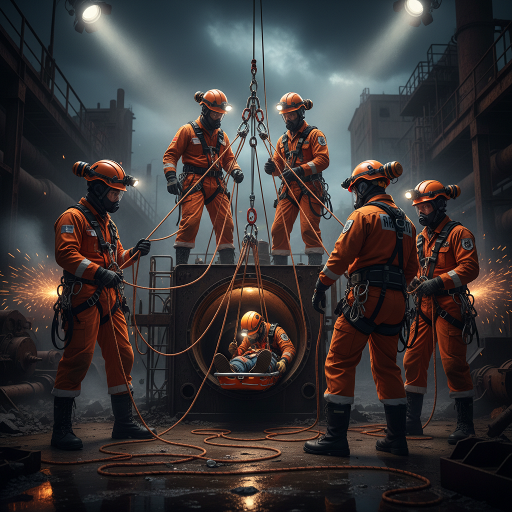 Equipe de resgate técnico industrial