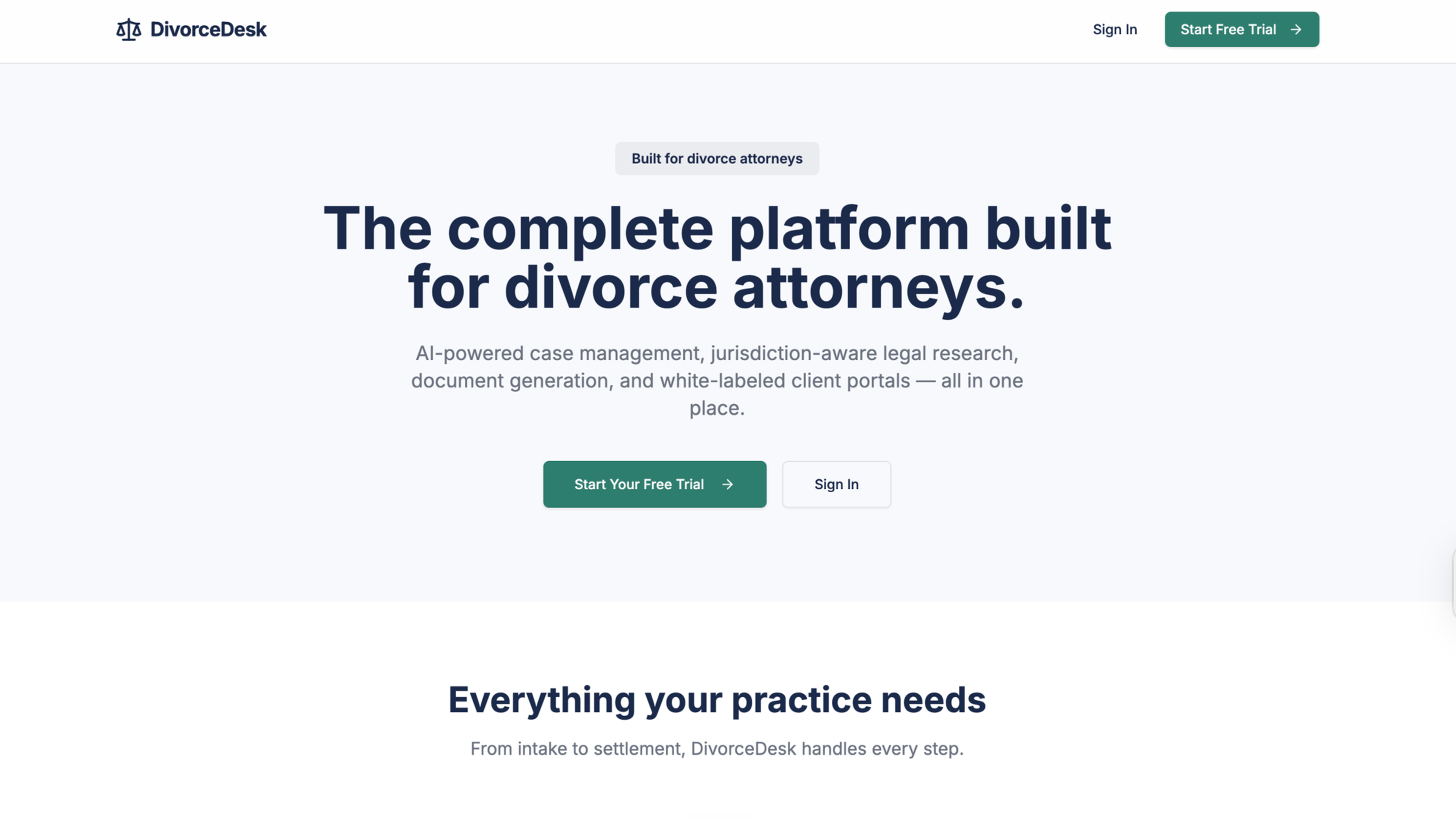 Divorce Attorney SaaS template preview